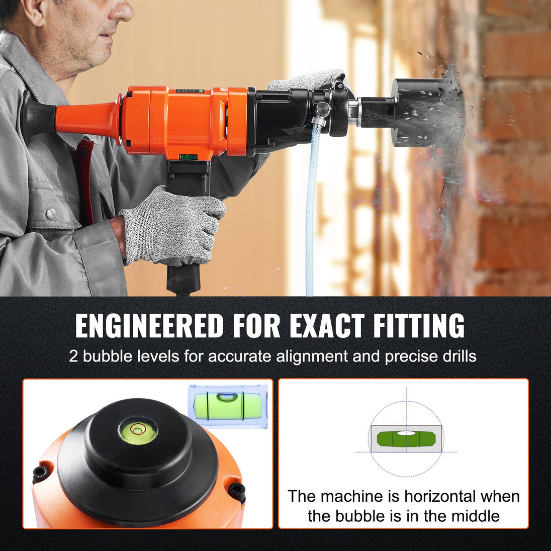 VEVOR Diamond Core Drill Machine Handheld Concrete Core Drill Rig 4In Bit 1500W