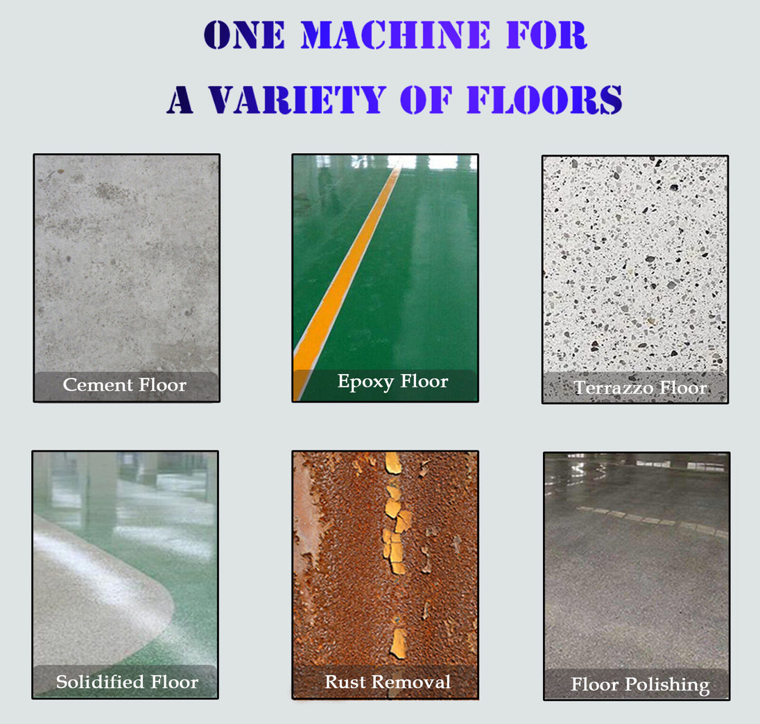 220V Concrete Floor Grinder Polishing Machine W/ 30L Dust Bucket 6 Grinding Head