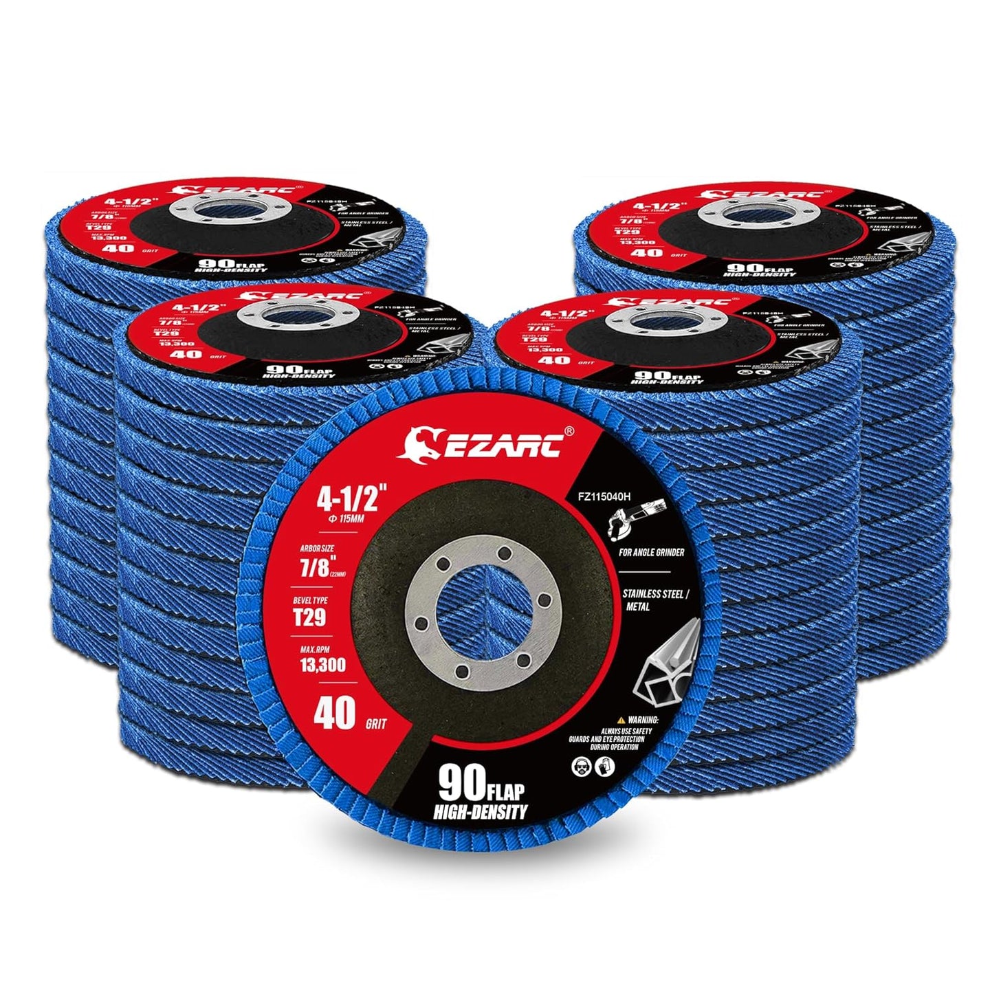 High Density Flap Discs 40 Grit, 4 1/2 X 7/8-Inch Flap Sanding Disc, Type 29 Zirconia Grinding Wheel 50 PCS for Stainless Steel, Sheet Metal