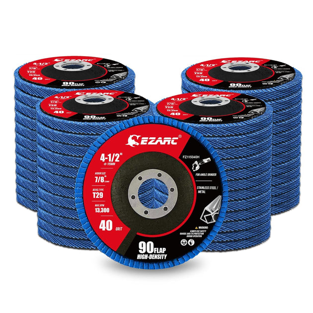 High Density Flap Discs 40 Grit, 4 1/2 X 7/8-Inch Flap Sanding Disc, Type 29 Zirconia Grinding Wheel 50 PCS for Stainless Steel, Sheet Metal
