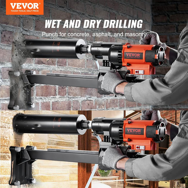 Diamond Core Drilling Machine, 8In Wet&Dry Concrete Core Drill Rig with Stand, 750RPM Speed & 1-1/4" 5/8" Thread & Lifting Handle, 8In Drilling Diameter for Concrete Brick Block Stone, 2500W