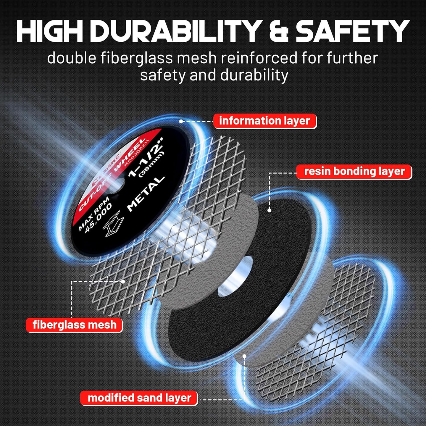 1-1/2 Cut off Wheels, 1.5" X 1/8" Fiberglass Reinforced Rotary Tool Cutting Disc Accessories Include Mandrels, 32-Pack
