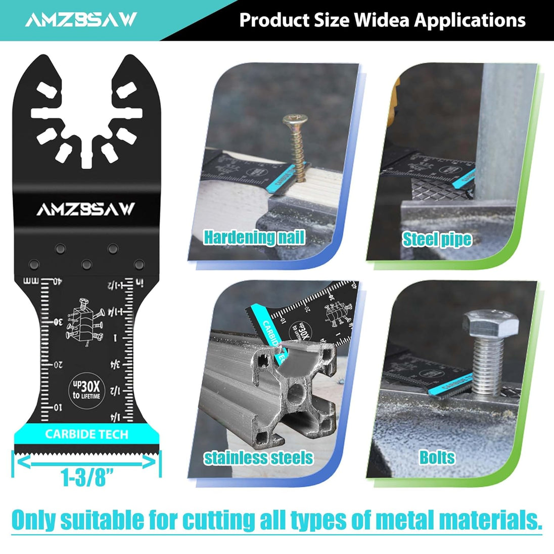 5 PCS Carbide Oscillating Tool Blades, Professional Multi Tool Blades Kits for Bolts Screws Hard Material Metal Nails Drywall, Multitool Blades Fit Dewalt Bosch Milwaukee Ryobi