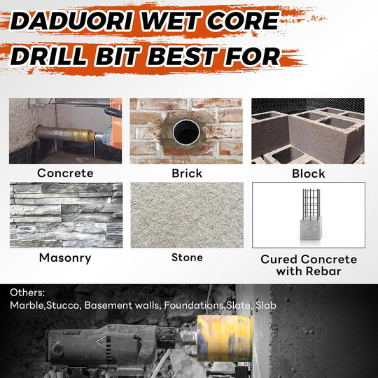 1 1/2 Inch Wet Core Drill Bit, 1.5" Core Bits for Concrete, 14" Drilling Depth, 1-1/4"-7 Thread Diamond Core Drill for Cured Concrete, Hard Masonry, Brick, Solid Cement, Stucco, Stone (38Mm)