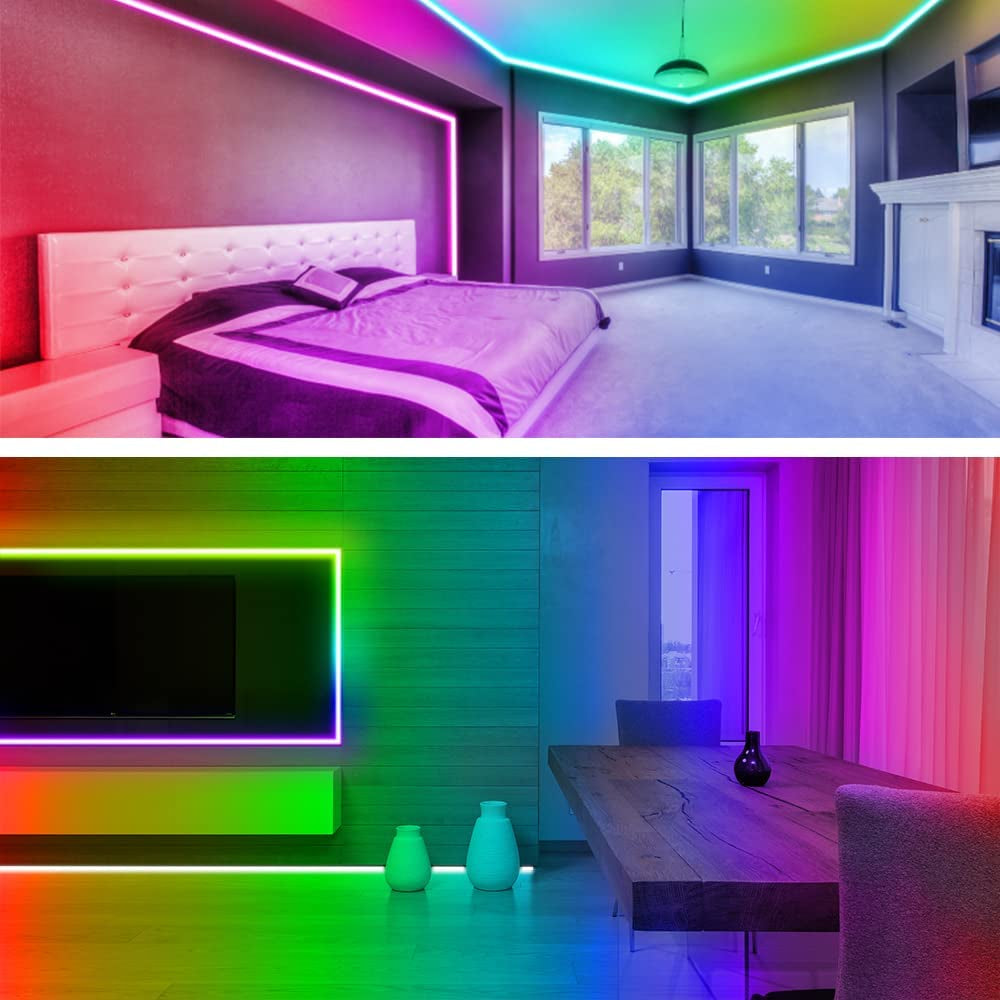 Battery Powered LED Strip Lights 13.2Ft, LED Lights Battery Operated Color Changing Music Sync App Remote Control RGB USB Led for TV, Party, Room Decoration