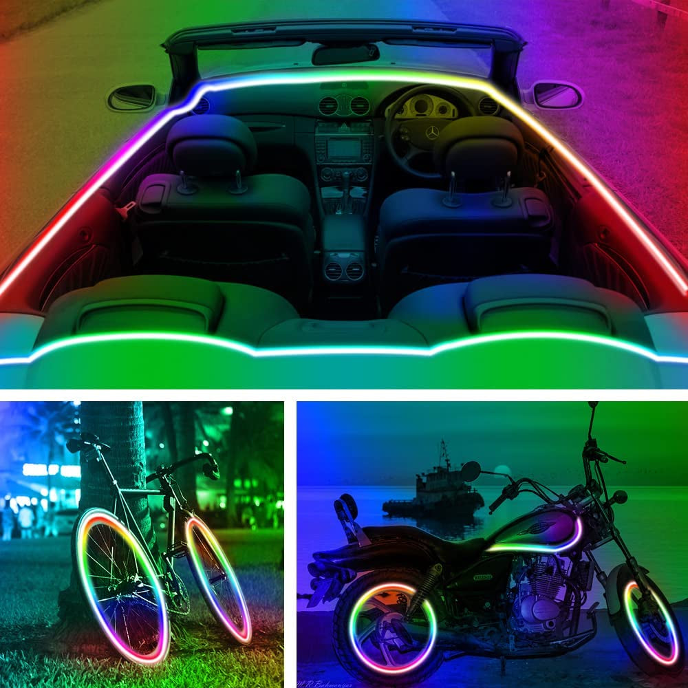 Battery Powered LED Strip Lights 13.2Ft, LED Lights Battery Operated Color Changing Music Sync App Remote Control RGB USB Led for TV, Party, Room Decoration