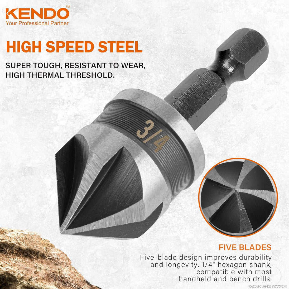 5PCS Countersink Drill Bit Set, High Speed Steel Countersink Bits, 82 Degree 5 Flute Pieces, 1/4 Inch Hex Shank, Fit for Sink Holes into Metals, Wood, Plywood, Plastic with Aluminum Case