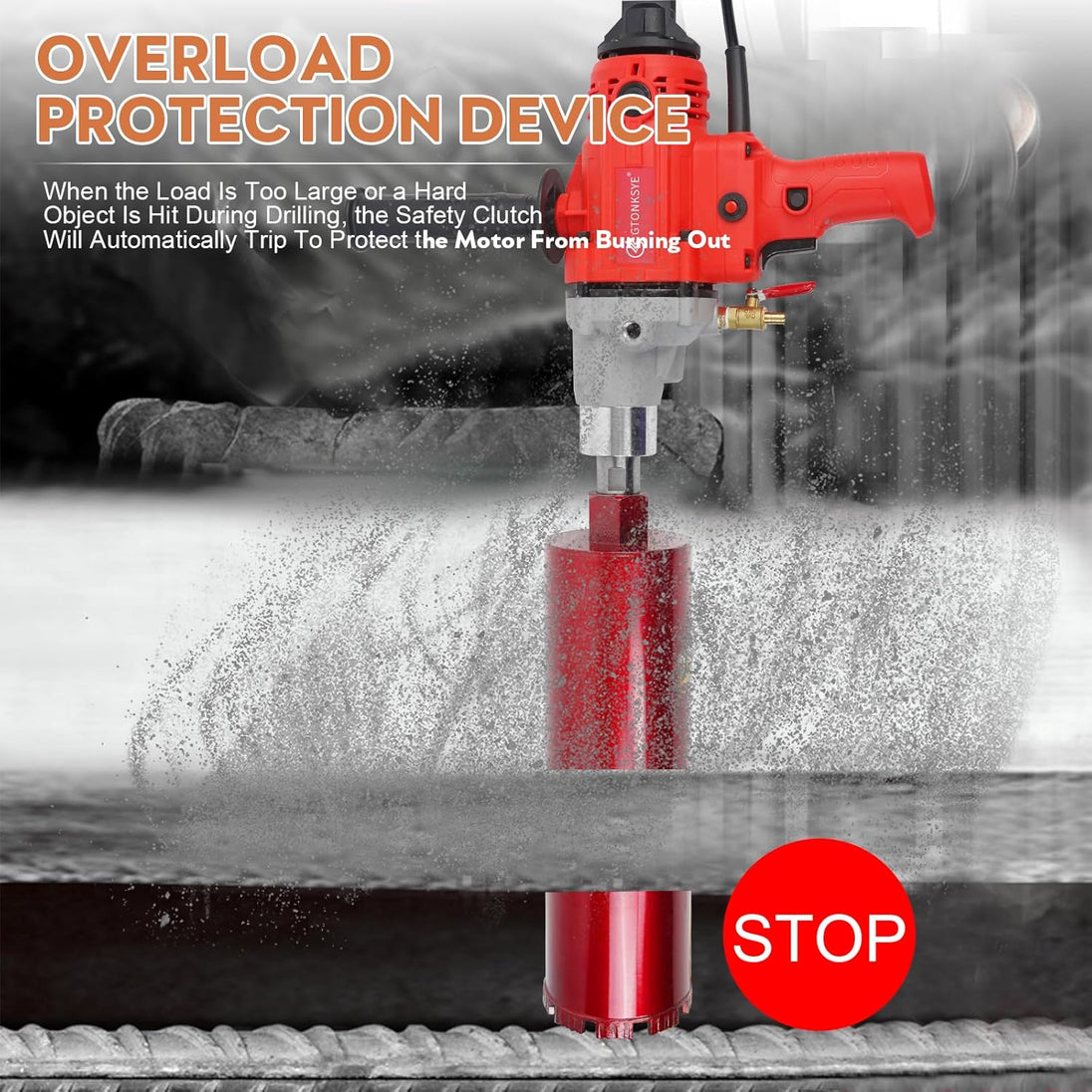 Diamond Core Drilling Machine, Handheld Dry and Wet Core Drill Rig, 1-1/4"Threaded Shaft, Equipped with Wet Drill Bits 1.25", 2.5", 3.25",4"And Water Pump Set, for Concrete Bricks and Stones