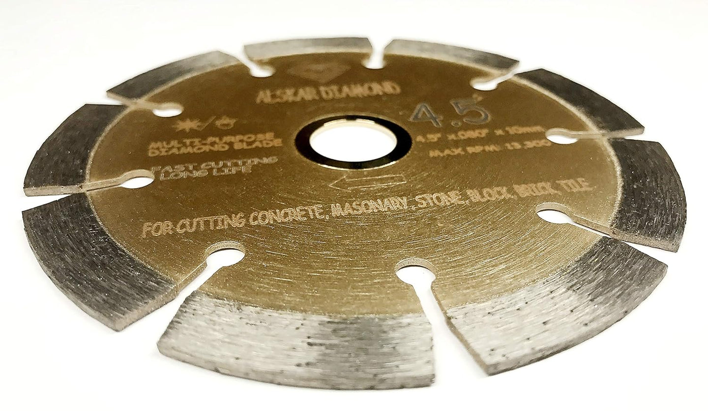 (2 Pack)  USA ADLSS 4-1/2 Inch Dry or Wet Cutting General Purpose Power Saw Segmented Diamond Blades for Concrete Stone Brick Masonry (4 1/2" - 2 Pcs)