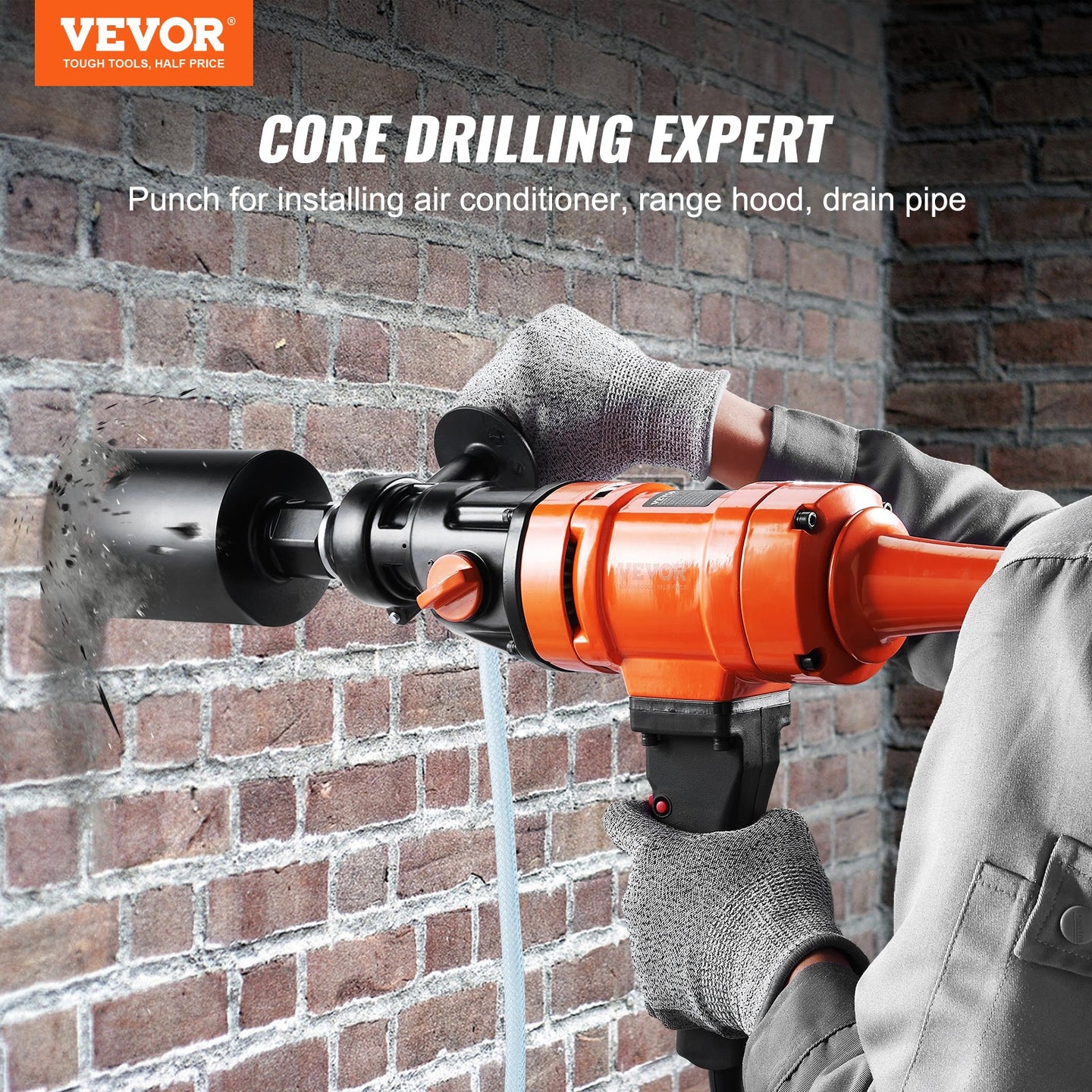 VEVOR Diamond Core Drill Machine Handheld Concrete Core Drill Rig 4In Bit 1500W