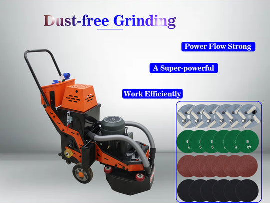 220V Concrete Floor Grinder Polishing Machine W/ 30L Dust Bucket 6 Grinding Head
