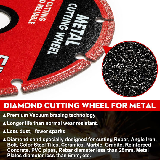4 1/2 Inch Diamond Cutting Wheel for Metal, 4.5 Inch Cut off Wheel Angle Grinder Cutting Disc with 5000+ Cuts on Rebar, Steel, Iron and INOX (3 Pcs)