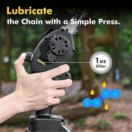 Mini Chainsaw Cordless 8 Inch: Electric Chainsaw Battery Powered, Brushless Chain Saw with Auto Oiler, 2Pcs Battery, Handheld Saw for Tree Branch Wood Cutting,Gardening Tools for Men Dad Husband
