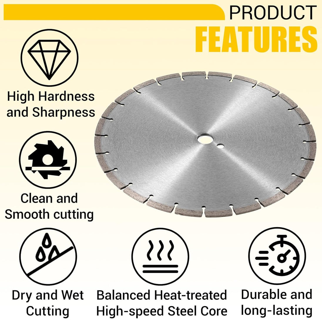 10 Pcs 14 Inch Diamond Concrete Saw Blade, 14 Inch Masonry Blade with 12 Mm Arbor Dry or Wet Concrete Saw Cutting General Purpose Segmented High Speed for Brick Stone Block Marble Granite