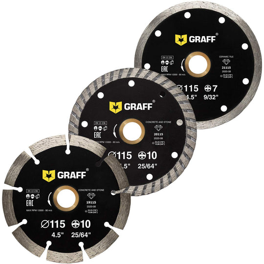 3 PCS 4 1/2 Inch Diamond Blade for Angle Grinder — Diamond Cutting Wheel for Cutting Stone, Marble, Granite, Brick, Masonry, Paving Flag, Concrete —