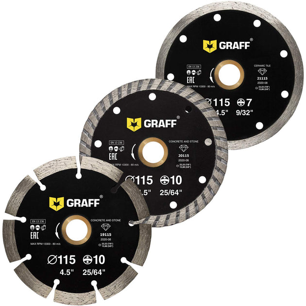 3 PCS 4 1/2 Inch Diamond Blade for Angle Grinder — Diamond Cutting Wheel for Cutting Stone, Marble, Granite, Brick, Masonry, Paving Flag, Concrete —