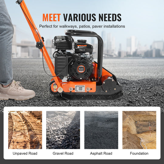 Uimoso Walk-Behind Vibratory Plate Compactor Rammer 2.8HP 78.5Cc EPA Soil Tamper