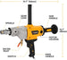 Diamond Core Drilling Machine 1700W Handheld Variable Speed Wet Dry Core Drilling Rig 1-1/4" Thread, 4.7" Max Drilling Capacity for Masonry, Block Stone