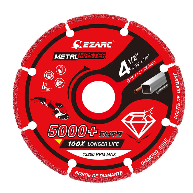 Diamond Cutting Wheel 4 1/2 X 7/8 Inch for Metal, Cut off Wheel with 5000+ Cuts on Rebar, Steel, Iron and INOX