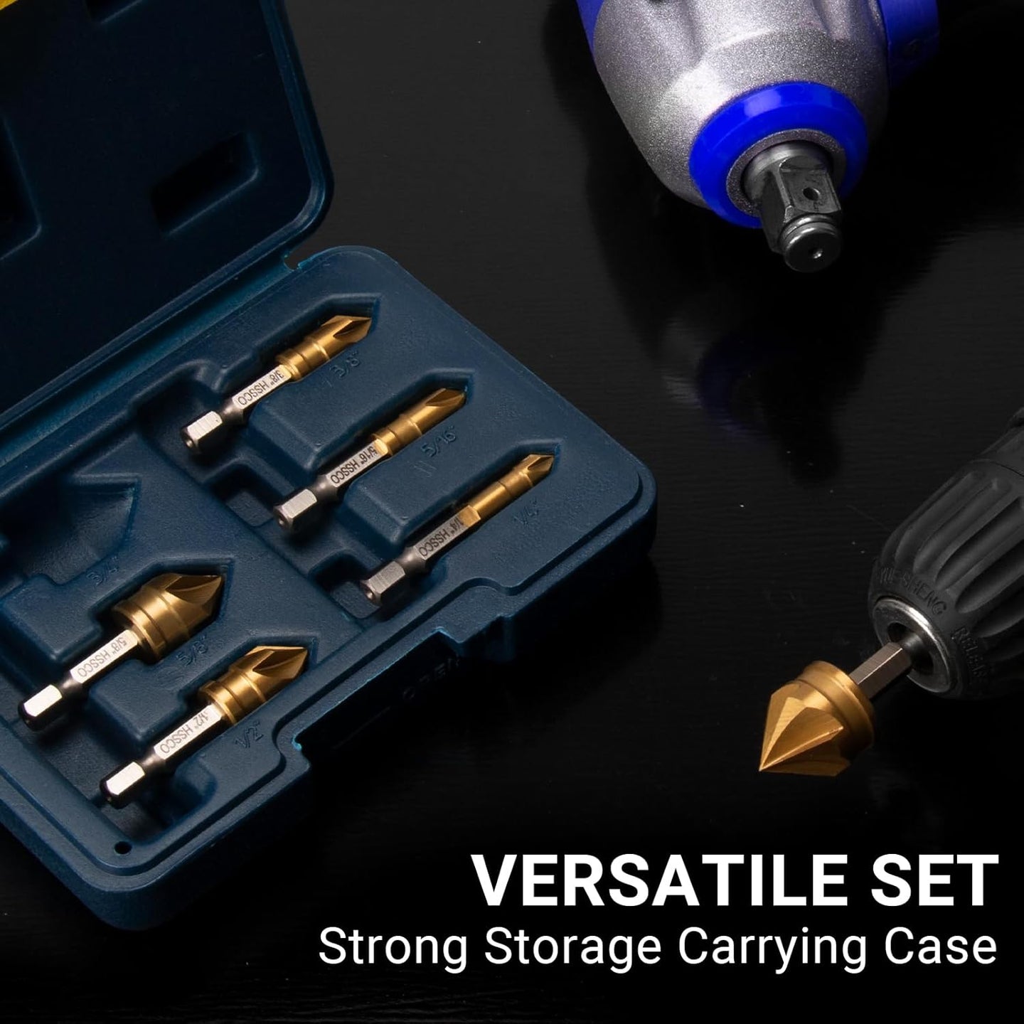 6 Pieces Countersink Drill Bit Set, M35 Cobalt HSS Countersink Drill Bits with 1/4 Inch Quick Change Hex Shank for Metal, Wood, Stainless Steel, Carbon Steel