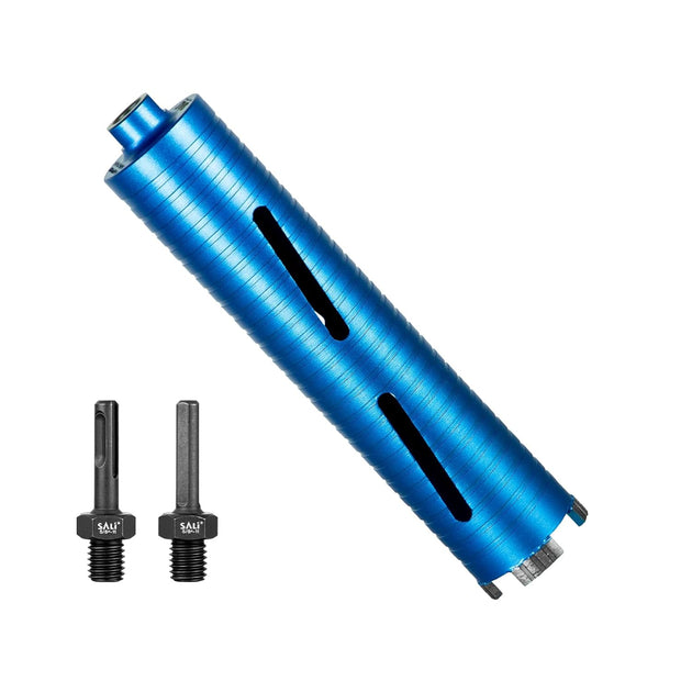 Diamond Core Drill Bits 2" Diameter 10"/254Mm Drilling Depth 5/8-11" Thread Core Bit Turbo Laser-Welded Segments for Cured Concrete With, Brick, Block, Masonry, with Two Adapters