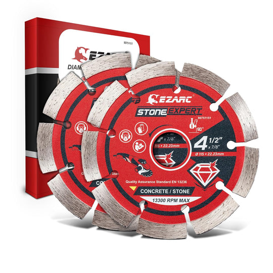 4-1/2 Inch Segmented Diamond Blade, Diamond Cutting Wheel for Angle Grinder Stone Master, 4.5" Stone Blade for Cutting Concrete Granite Masonry Brick, 7/8"-20Mm-5/8 Arbor (2-Pack)