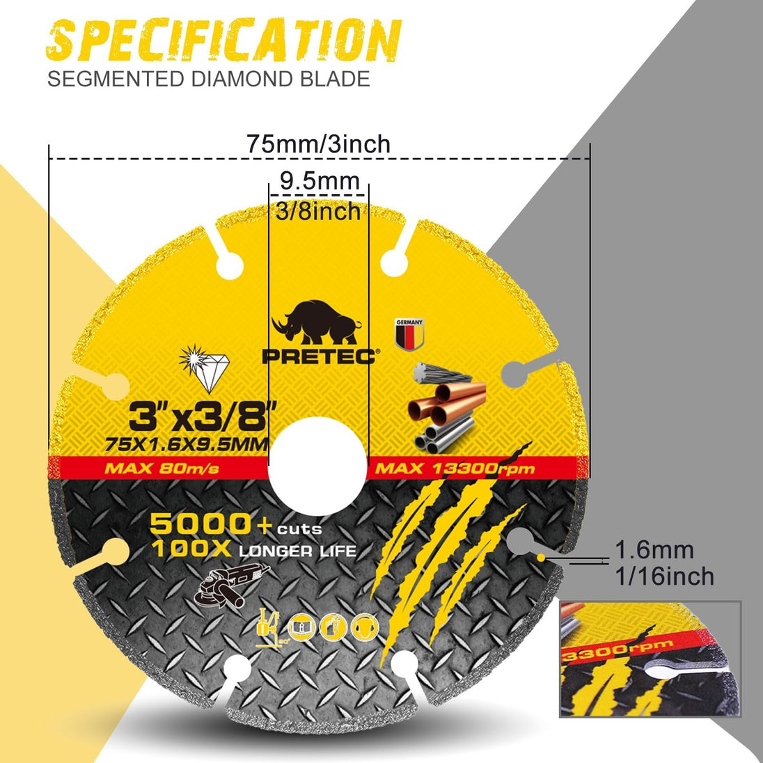 4/4.5Inch Diamond Cutting Wheel Wet Dry Cutting Saw Blade/Disc Grinder Wheel
