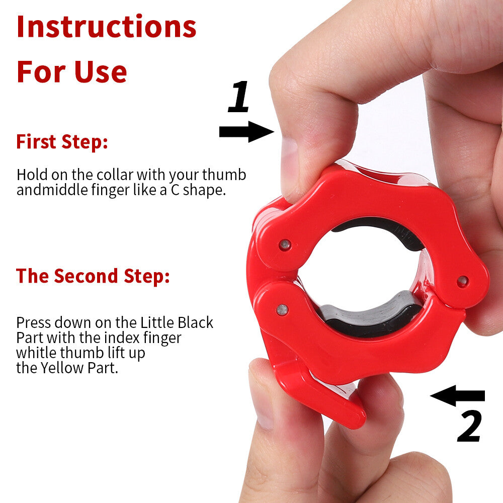 Olympic 1-2" Inch Barbell Clamps Quick Release Standard Bar Weight Plates 1 Pair