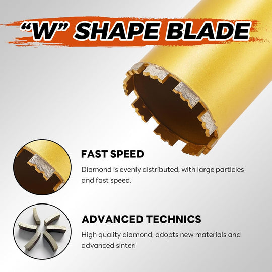 1 1/2 Inch Wet Core Drill Bit, 1.5" Core Bits for Concrete, 14" Drilling Depth, 1-1/4"-7 Thread Diamond Core Drill for Cured Concrete, Hard Masonry, Brick, Solid Cement, Stucco, Stone (38Mm)