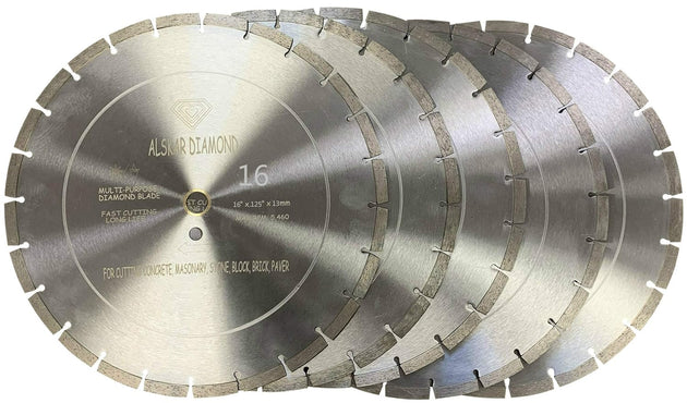(5 Pack)  ADLSS 16 Inch Dry or Wet Cutting General Purpose Power Saw Segmented Diamond Blades for Concrete Stone Brick Masonry (16" - 5 Pcs)