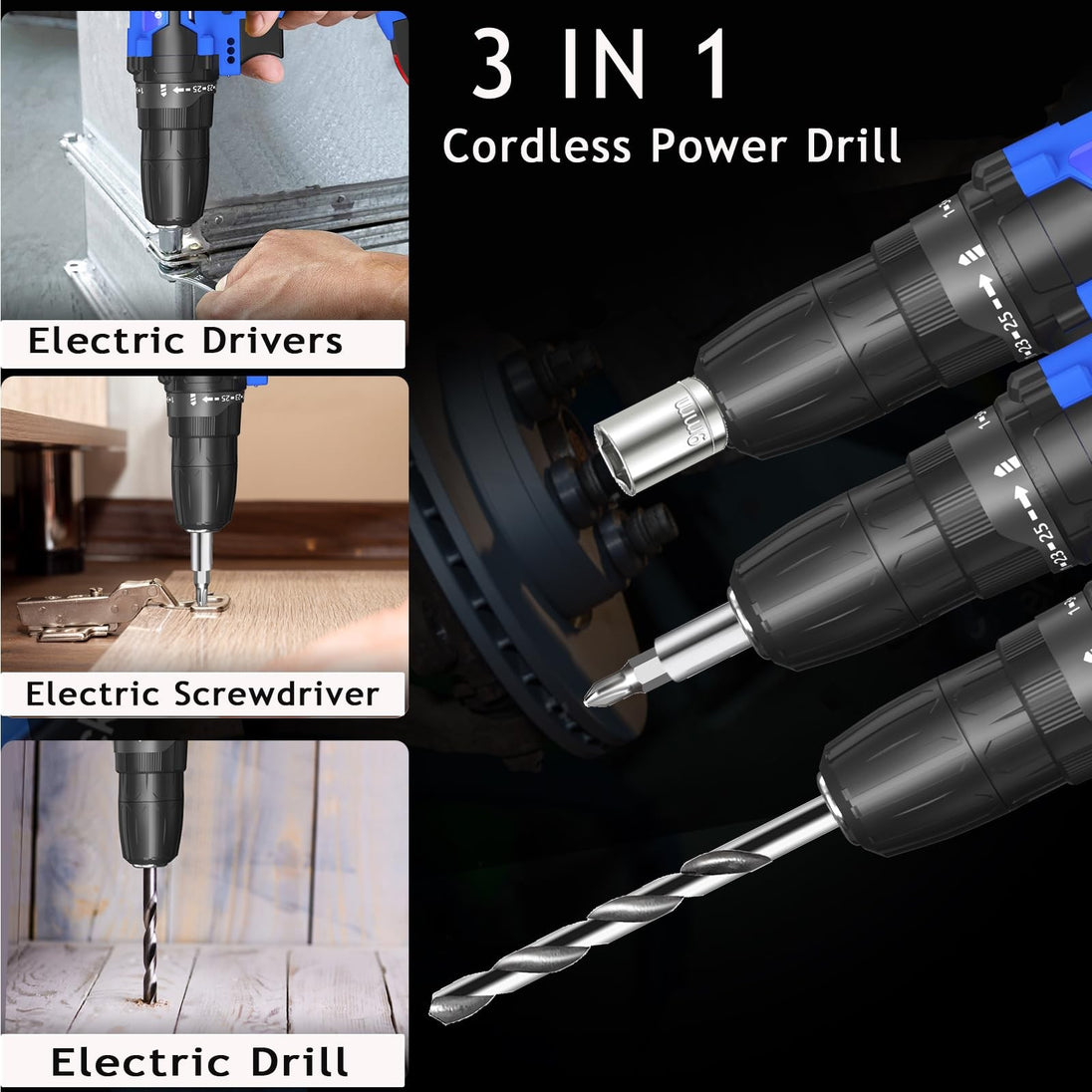NEW 21V Power Cordless Drill Driver Electric Rechargeable Tool with Charger