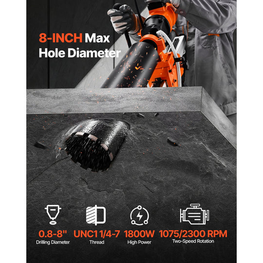 Diamond Core Drill Machine Handheld and Stand Concrete Core Drill Rig 8 In