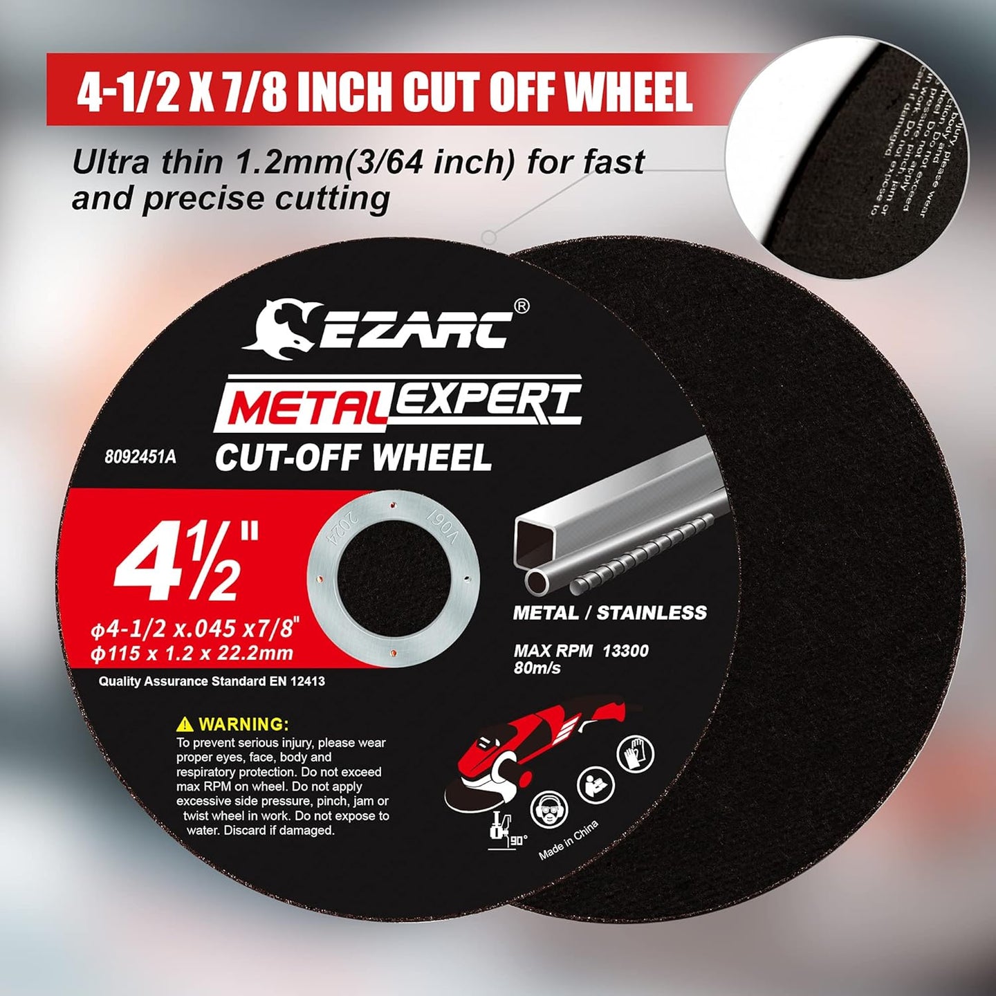 Cut off Wheel 25 Pack, 4.5" X .045" X 7/8" Cutting Wheel, Metal & Stainless Steel Cutting Disc for Angle Grinder