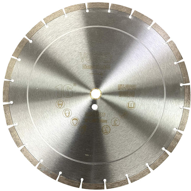 Vtxmax VSS 16 Inch Dry or Wet Cutting General Purpose Power Saw Segmented Diamond Blades for Concrete Stone Brick Masonry (16")