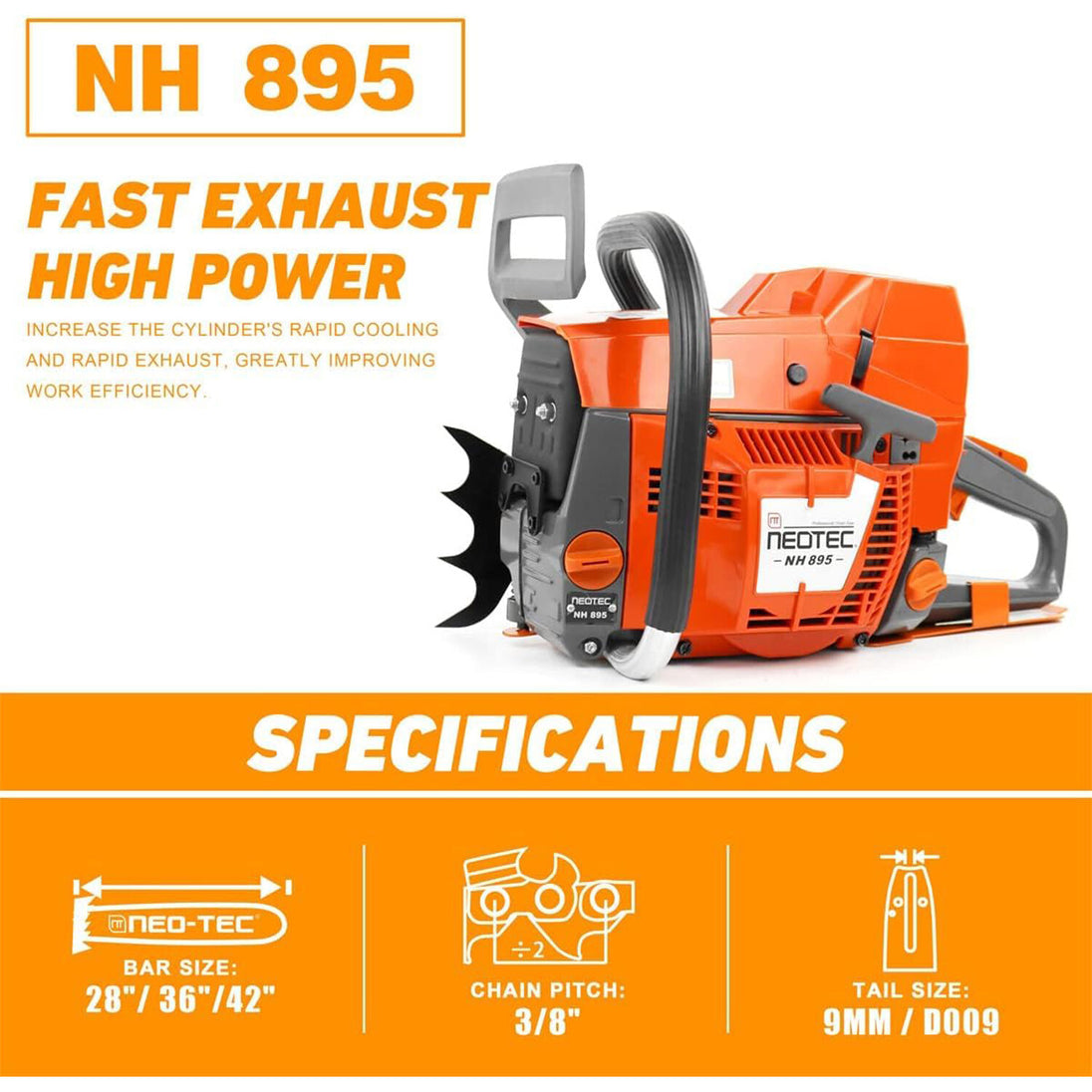 94Cc Gas Chainsaw with 36'' Bar Chain Compatible with Husqvarna 394XP 395 395XP