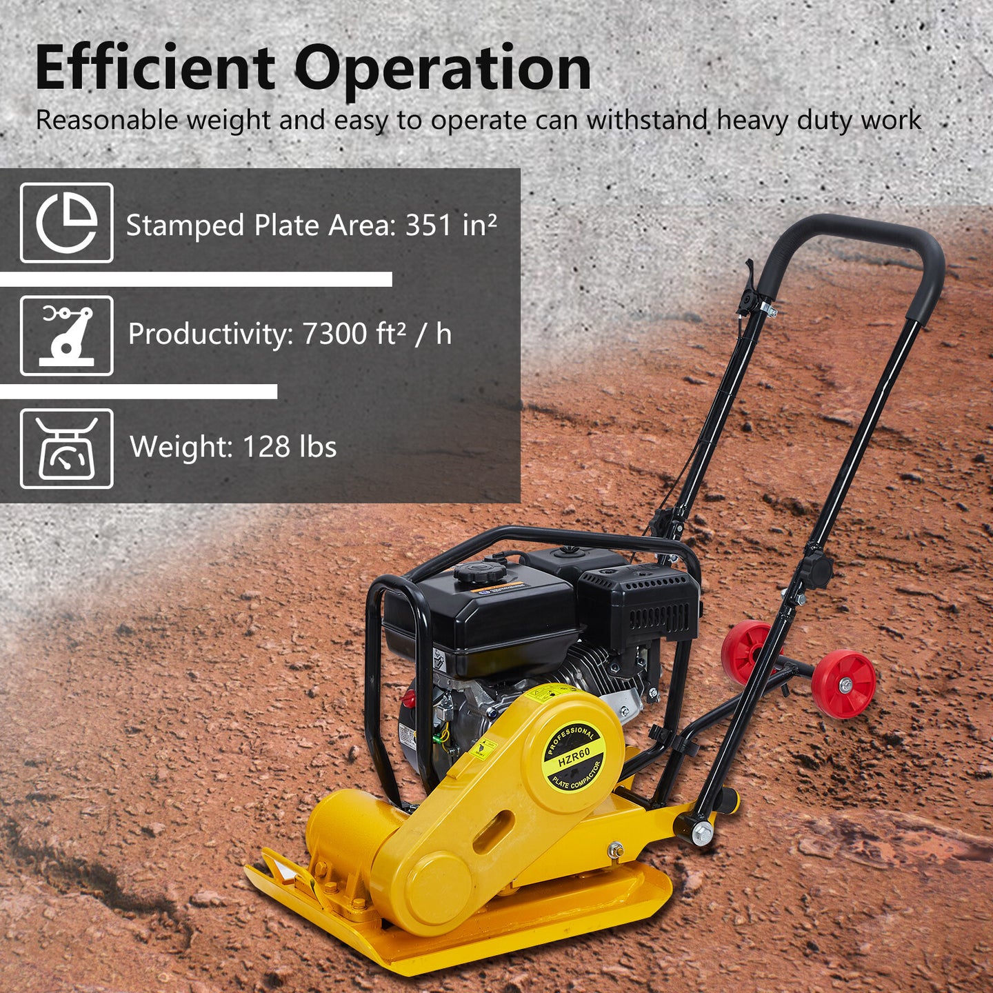 Walk-Behind Vibratory Plate Compactor Rammer 7.0HP 212Cc Gas Engine Soil Tamper