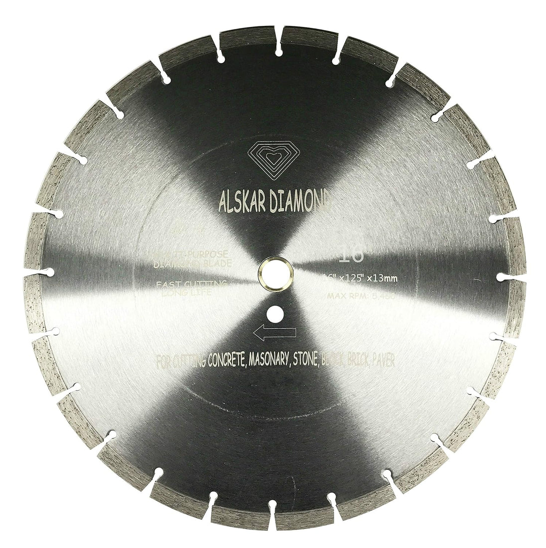 (5 Pack)  ADLSS 16 Inch Dry or Wet Cutting General Purpose Power Saw Segmented Diamond Blades for Concrete Stone Brick Masonry (16" - 5 Pcs)