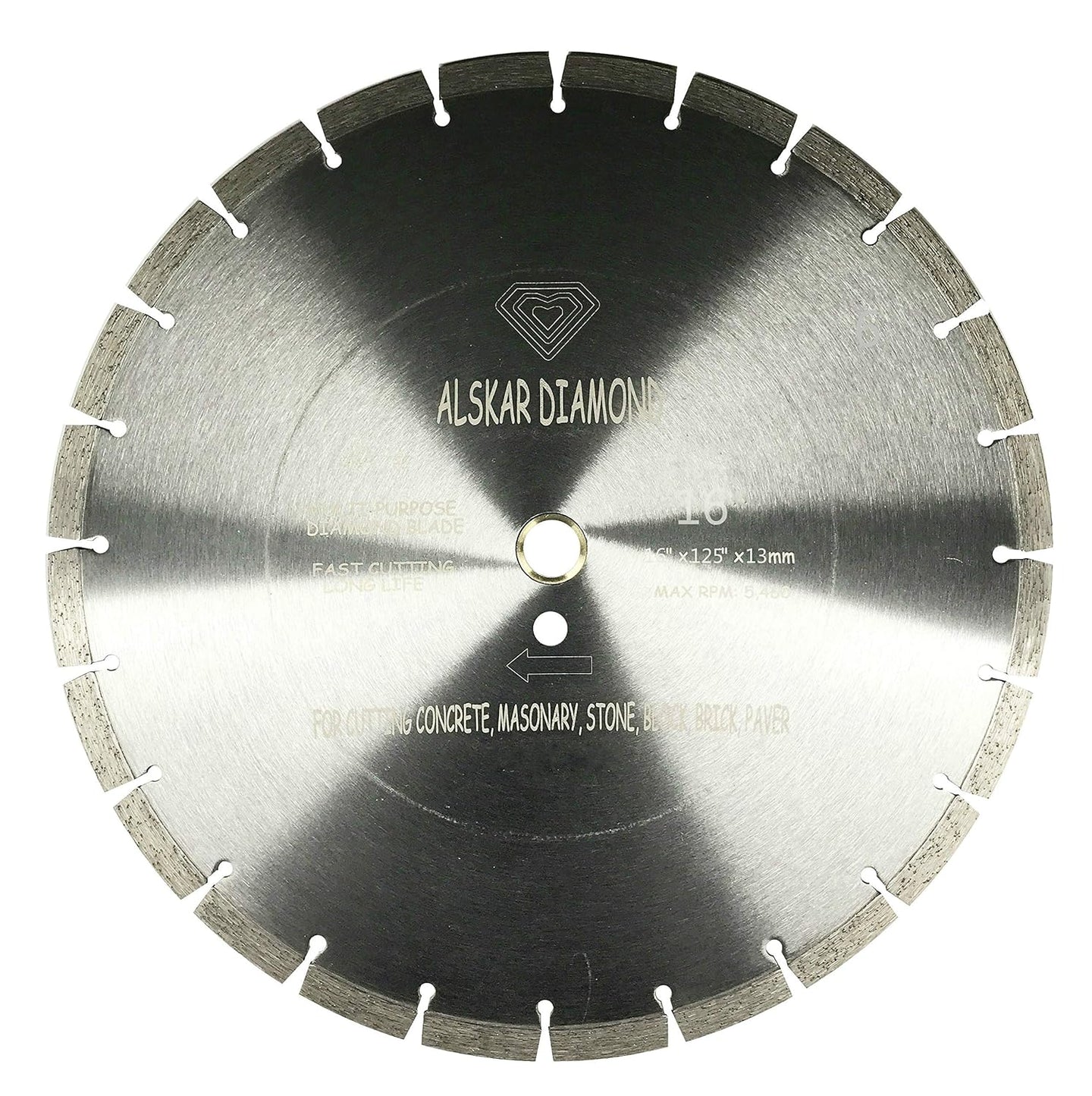 (5 Pack)  ADLSS 16 Inch Dry or Wet Cutting General Purpose Power Saw Segmented Diamond Blades for Concrete Stone Brick Masonry (16" - 5 Pcs)