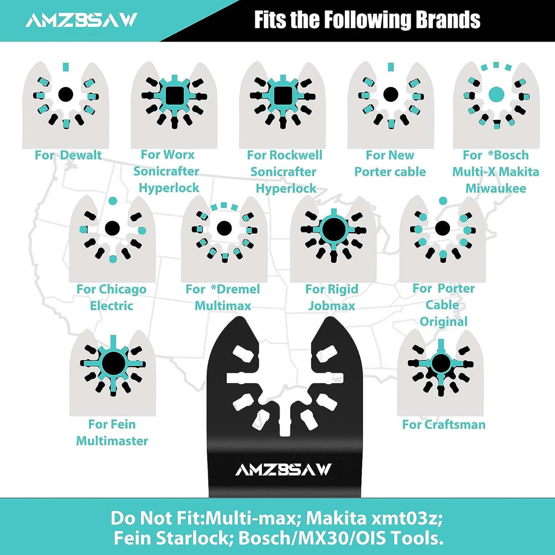 5 PCS Carbide Oscillating Tool Blades, Professional Multi Tool Blades Kits for Bolts Screws Hard Material Metal Nails Drywall, Multitool Blades Fit Dewalt Bosch Milwaukee Ryobi