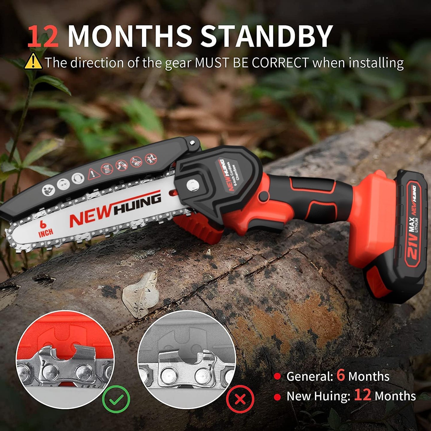Mini Cordless Chainsaw Kit, Upgraded 6" One-Hand Handheld Electric Portable Chainsaw, 21V Rechargeable Battery Operated, for Tree Trimming and Branch Wood Cutting by
