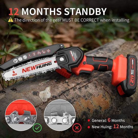Mini Cordless Chainsaw Kit, Upgraded 6" One-Hand Handheld Electric Portable Chainsaw, 21V Rechargeable Battery Operated, for Tree Trimming and Branch Wood Cutting by