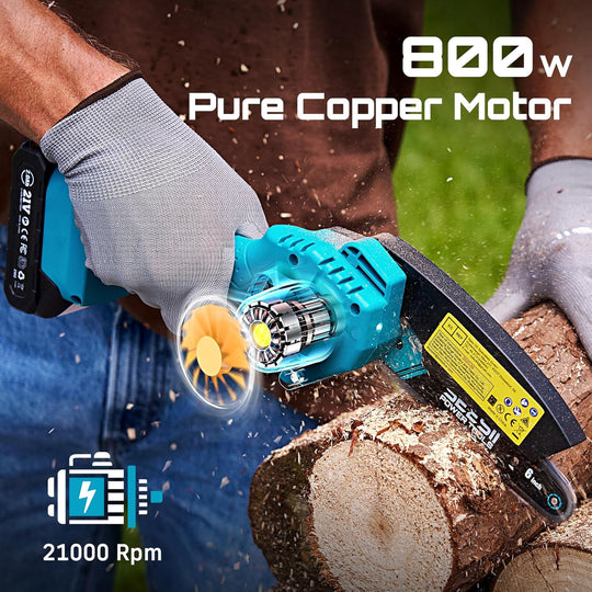 Mini Chainsaw, 6-Inch Mini Chainsaw Cordless, Handheld Electric Power Chain Saw with 2 Batteries, for Tree Trimming Wood Cutting, Best Gifts for Father, Dad, Husband, Men
