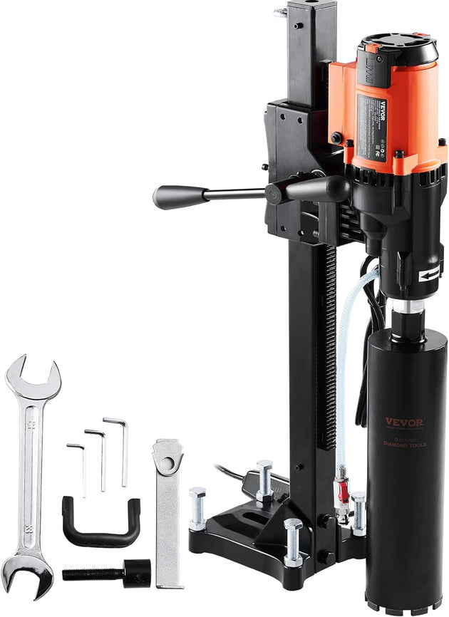 Diamond Core Drilling Machine, 8In Wet&Dry Concrete Core Drill Rig with Stand, 750RPM Speed & 1-1/4" 5/8" Thread & Lifting Handle, 8In Drilling Diameter for Concrete Brick Block Stone, 2500W