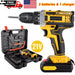 21V Cordless Hammer Drill Set Electric Impact Driver Screwdriver with 2 Battery