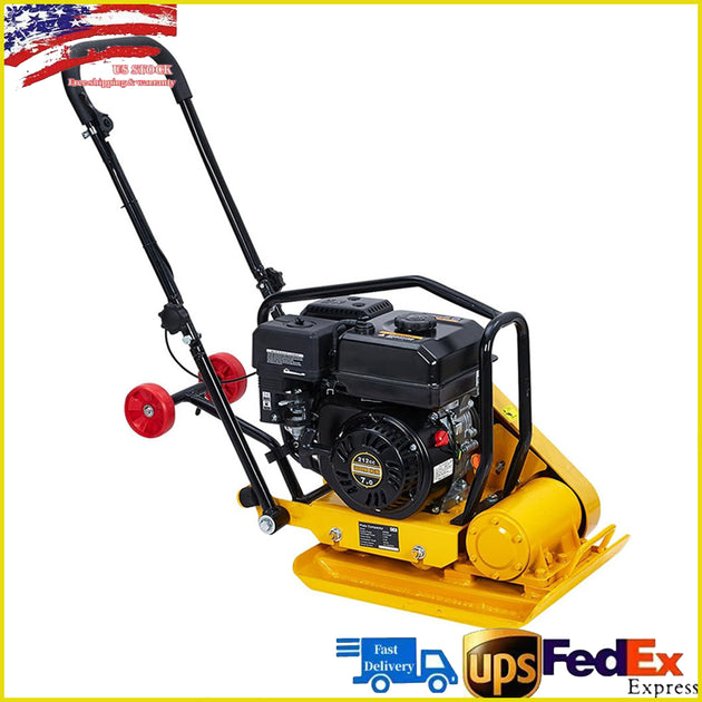7HP Walk-Behind Vibratory Plate Compactor Rammer Plate Tamper 212Cc Gas Engine