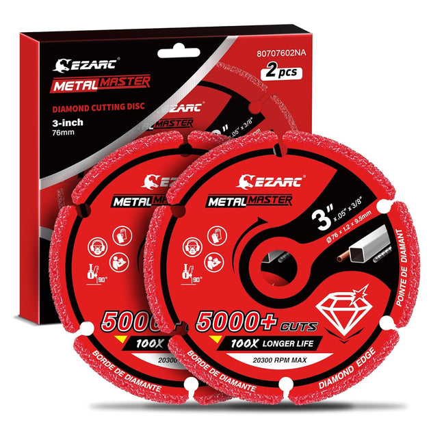 Diamond Cutting Wheel 3 X 3/8 Inch, 5000+ Cuts on Metal, 2 Pack, Gray, Die Grinder, Diamond Material