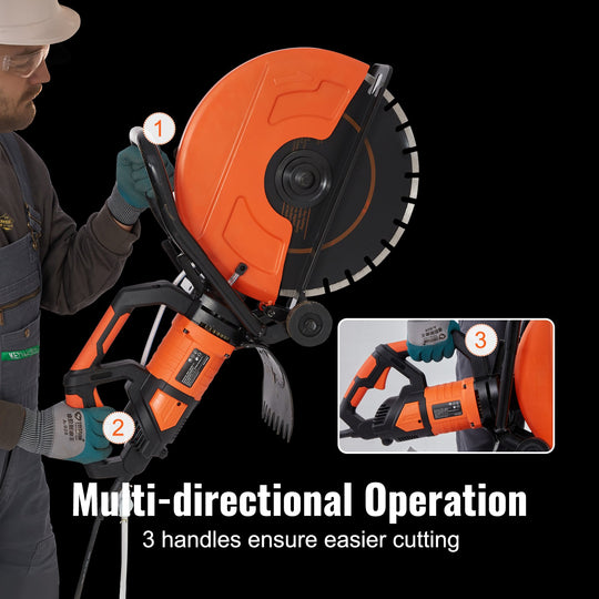 Uimoso 16'' Electric Concrete Saw Wet/Dry Saw Cutter with Water Pump and Blade