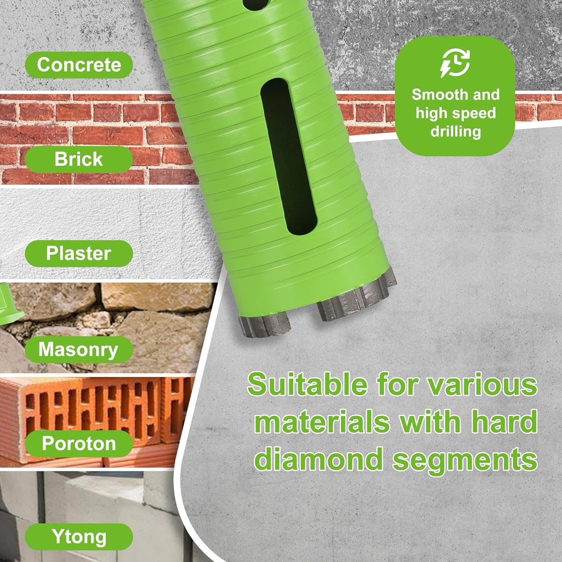 3 Inch Dry Core Drill Bit, 5/8"-11 Threaded Core Bits for Concrete, 10" Drilling Depth Laser Welded Diamond Core Drill Bit for Reinforced Concrete Brick Masonry
