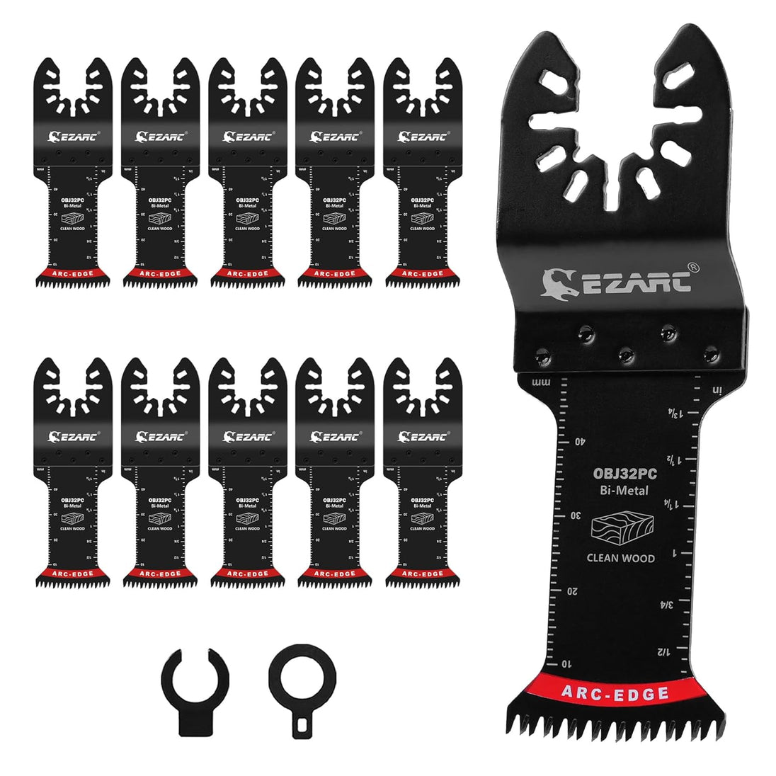 Bi-Metal Arc Edge Oscillating Tool Blade, Japanese Teeth Oscillating Saw Blades for Clean Cuts in Hard Wood & Plastic, Universal Fit Multitool Blades, 10-Pack