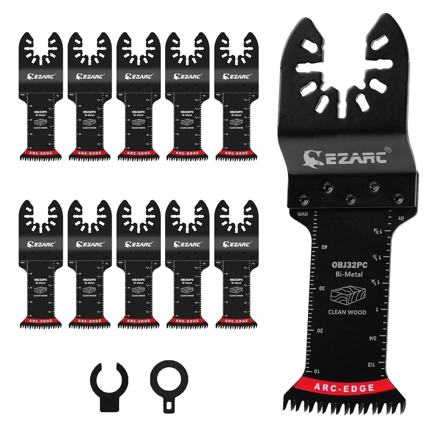 Bi-Metal Arc Edge Oscillating Tool Blade, Japanese Teeth Oscillating Saw Blades for Clean Cuts in Hard Wood & Plastic, Universal Fit Multitool Blades, 10-Pack